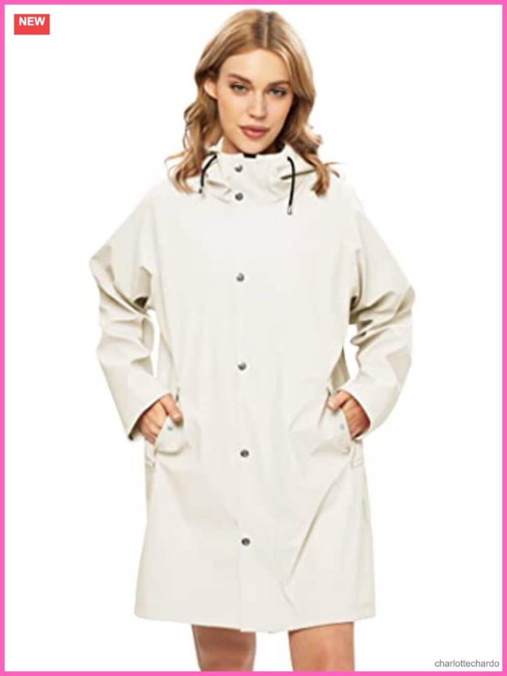 Women's Waterproof Long Hooded Raincoat Windbreaker Trench Coat